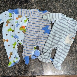 Carter's 0-3 month fleece sleep and play pajamas bundle